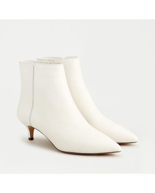 J.Crew White Fiona Kitten-heel Ankle Boots In Ivory Leather