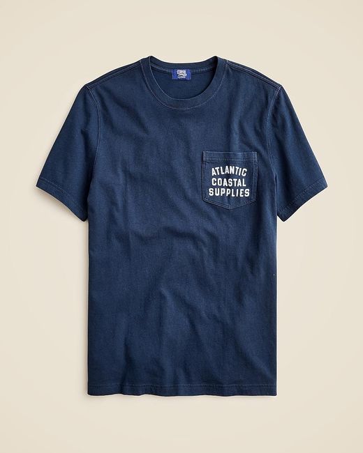 J.Crew Blue Atlantic Coastal Supplies X Vintage-Wash Cotton Graphic T-Shirt for men