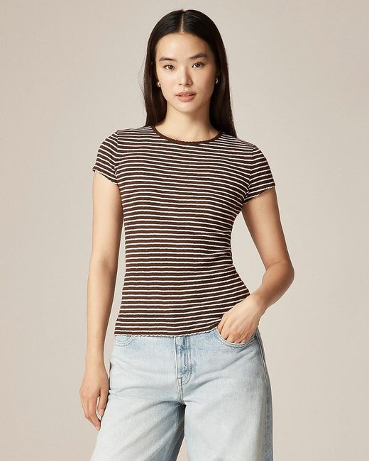J.Crew Brown Pointelle Short-Sleeve T-Shirt