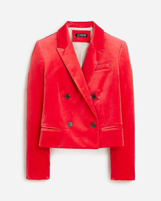J.Crew Red Cropped Double-Breasted Blazer
