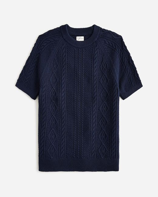 J.Crew Blue Short-Sleeve Cotton Cable-Knit Sweater for men