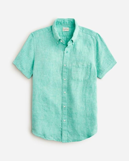 J.Crew Green Short-Sleeve Baird Mcnutt Irish Linen Shirt for men