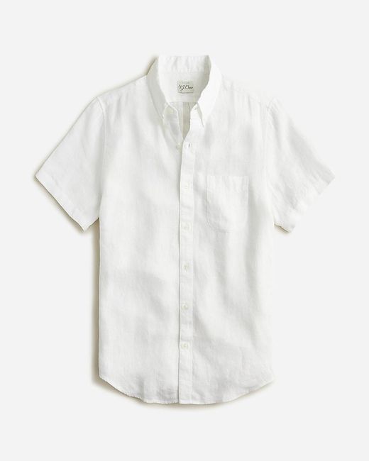 J.Crew White Short-Sleeve Baird Mcnutt Irish Linen Shirt for men
