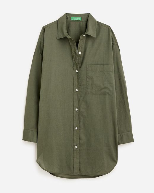 J.Crew Green Button-Up Cotton Voile Shirt