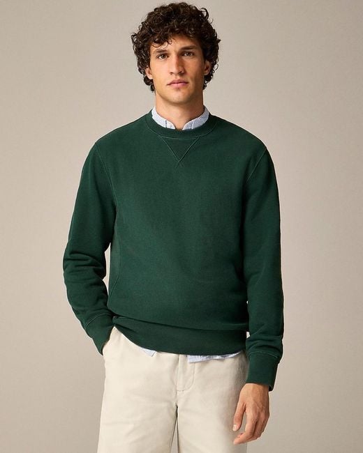 J.Crew Green Heritage 14 Oz. Fleece Embroidered Oarsman Graphic Sweatshirt for men
