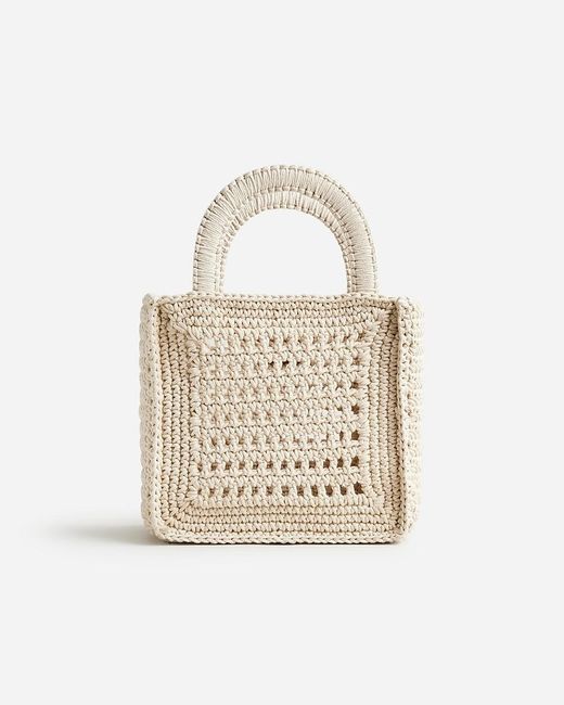 J.Crew White Crochet Top-Handle Bag