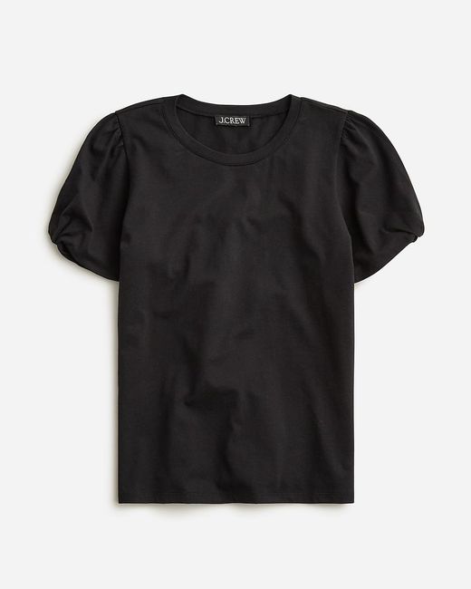 J.Crew Black Broken-In Jersey Puff-Sleeve T-Shirt