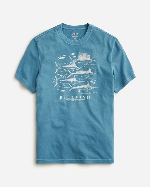 J.Crew Blue Vintage-Wash Cotton Graphic T-Shirt for men