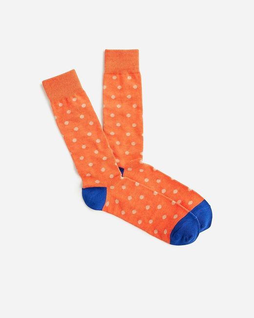 J.Crew Orange Medium-Dot Cotton Socks for men