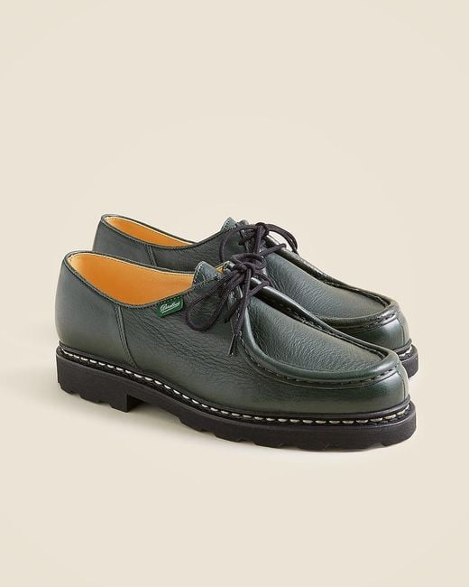 J.Crew Green Paraboot Michael Pebble-Grained Leather Derbys for men