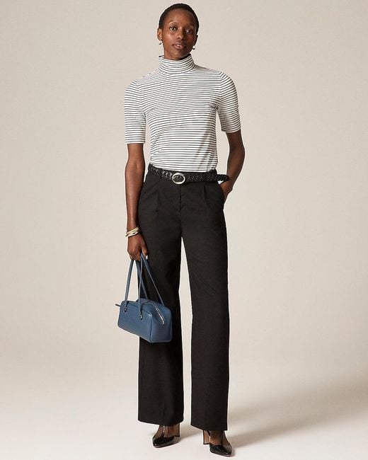 J.Crew Natural Stretch Cotton-Blend Elbow-Sleeve Mockneck T-Shirt