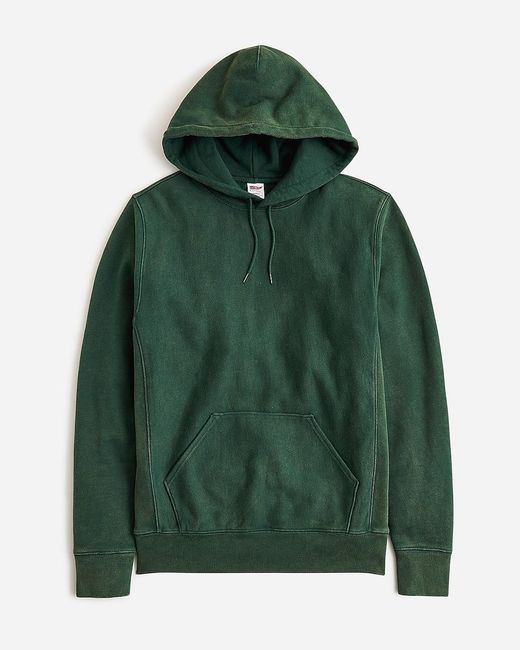 J.Crew Green Tall Washed Heritage 14 Oz. Fleece Hoodie for men