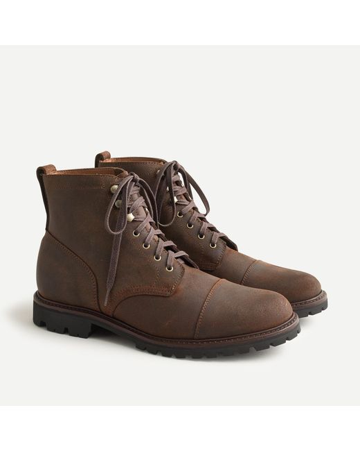J.Crew Brown Kenton Cap-toe Boots In English Waxed Leather for men