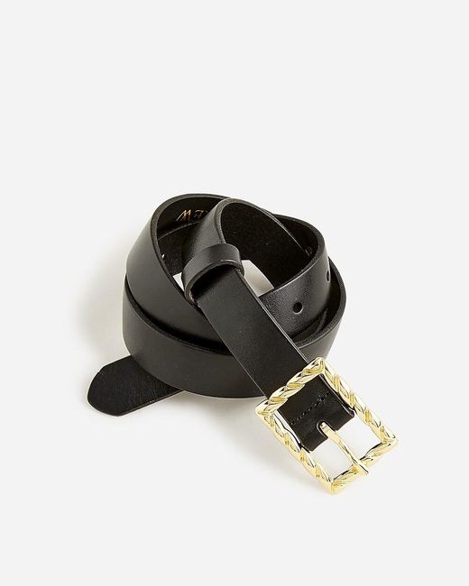 J.Crew Black Classic Italian Leather Belt With Twisted Buckle