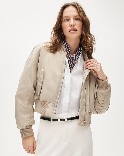 J.Crew Natural Puffer Bomber Jacket With Primaloft