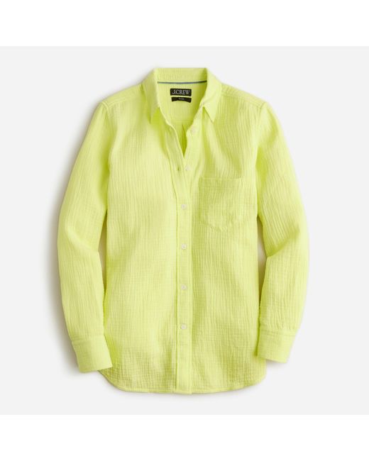 J.Crew Classicfit Soft Gauze Shirt In Stripe in Yellow Lyst