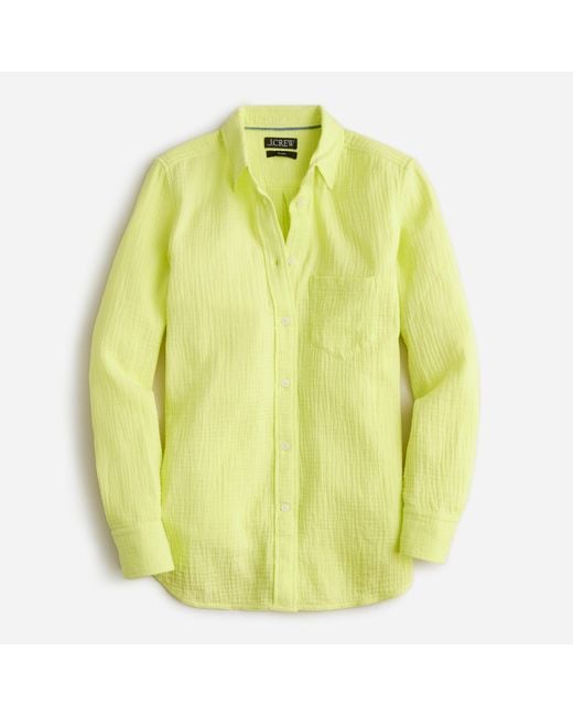 J.Crew Classic-fit Soft Gauze Shirt In Stripe in Yellow | Lyst