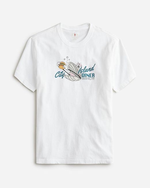J.Crew White Vintage-Wash Cotton City Island Graphic T-Shirt for men
