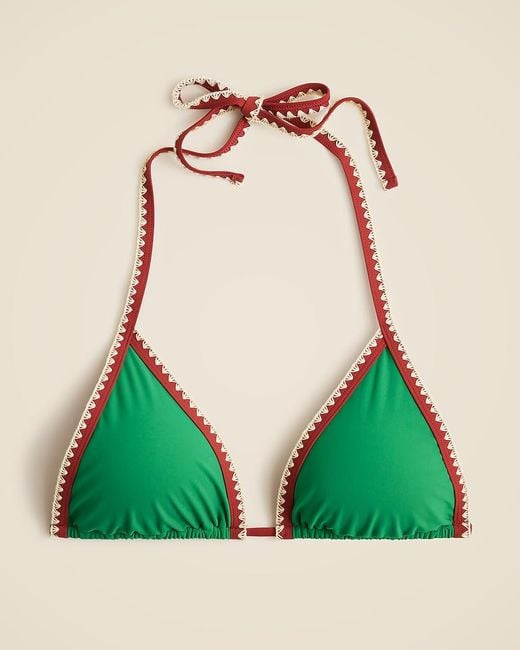J.Crew Natural Crochet-Trim String Bikini Top