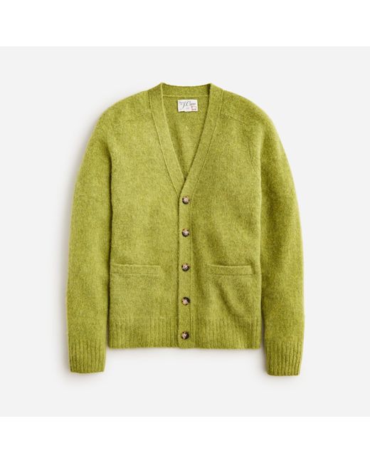 J.Crew Green Brushed Wool V-neck Cardigan Sweater for men
