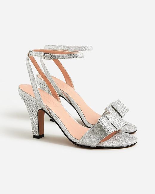 J.Crew Blue Made-In-Italy Crystal Bow Heels