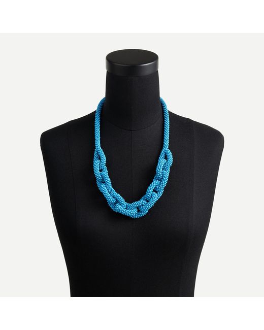Sunset Herringbone Beaded Rope Necklace Blue
