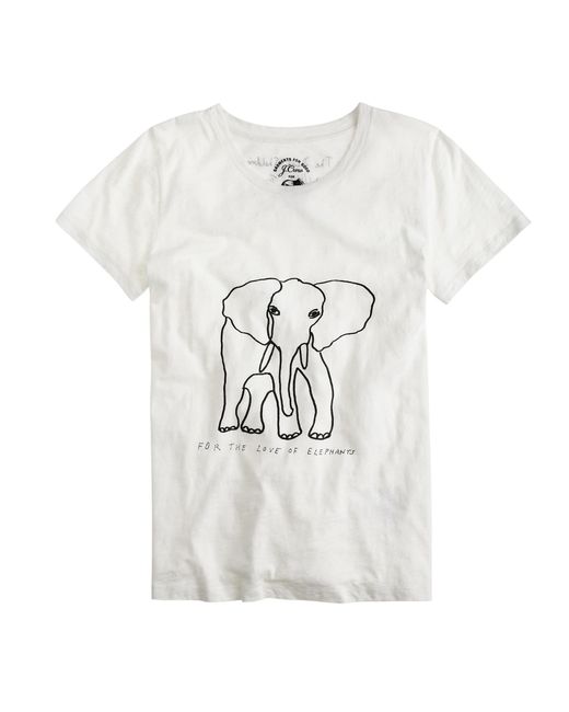 J.Crew White Women's For David Sheldrick Wildlife Trust Elephant T-shirt