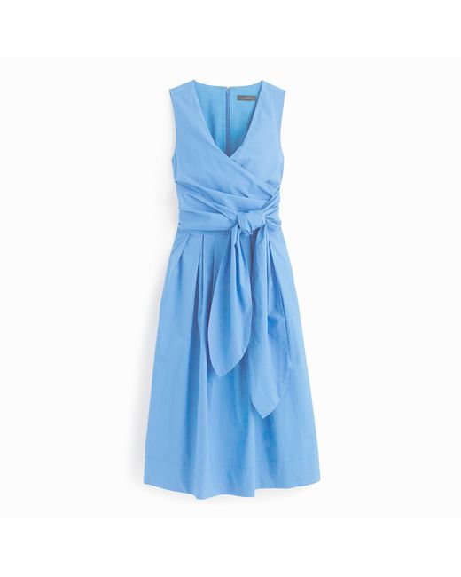 J.Crew Blue Wrap Dress In Cotton Poplin