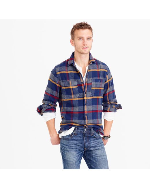 J.Crew Wallace & Barnes Heavyweight Flannel Shirt In Multicolor Plaid for men