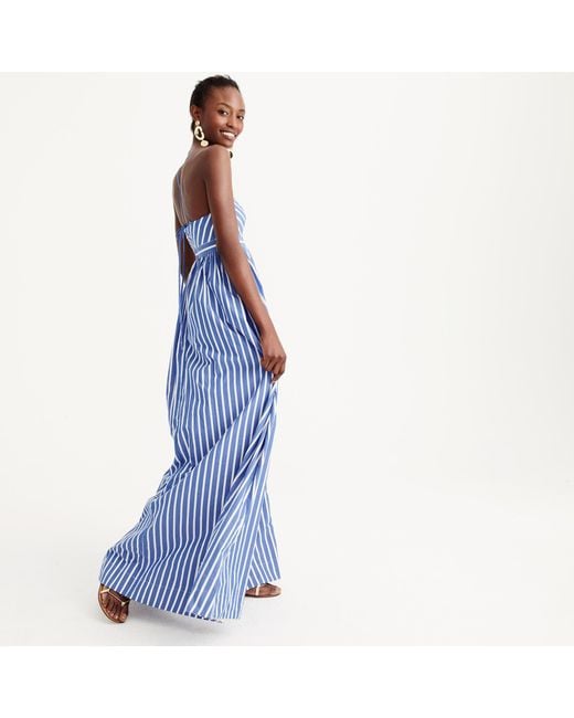 J.Crew Long Drapey Spaghetti-strap Dress In Stripe in Blue | Lyst J.Crew Long Drapey Spaghetti-strap Dress In Stripe in Blue | Lyst