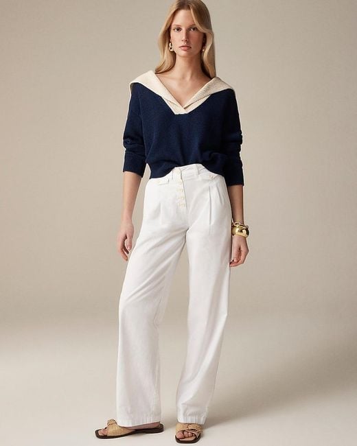 J.Crew Blue Tall Pleated Button-Front Pant