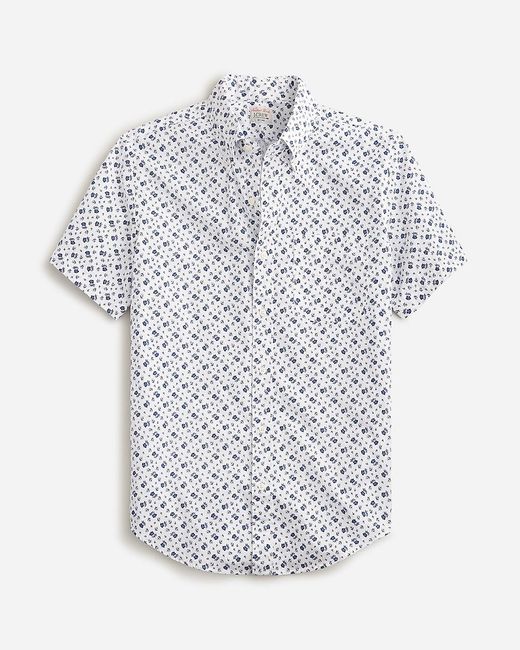 J.Crew White Tall Short-Sleeve Secret Wash Cotton Poplin Shirt for men