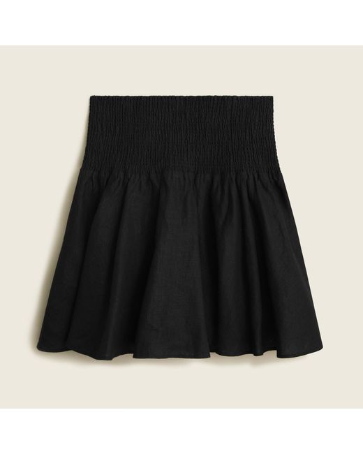 J.Crew Linen Smocked Mini Skirt In Zinnia Floral in Black - Lyst