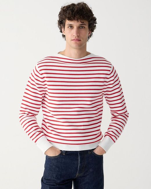 J.Crew Red Cotton Boatneck Sweater for men