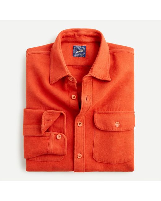 J.Crew Heavyweight Chamois Workshirt in Orange for Men Lyst