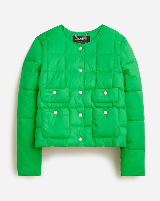J.Crew Green Quilted Lady Puffer Jacket With Primaloft