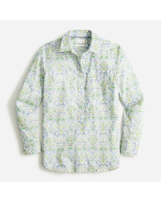 J.Crew Organic Cotton Classic-fit Popover Top In Liberty® Lodden Fabric ...