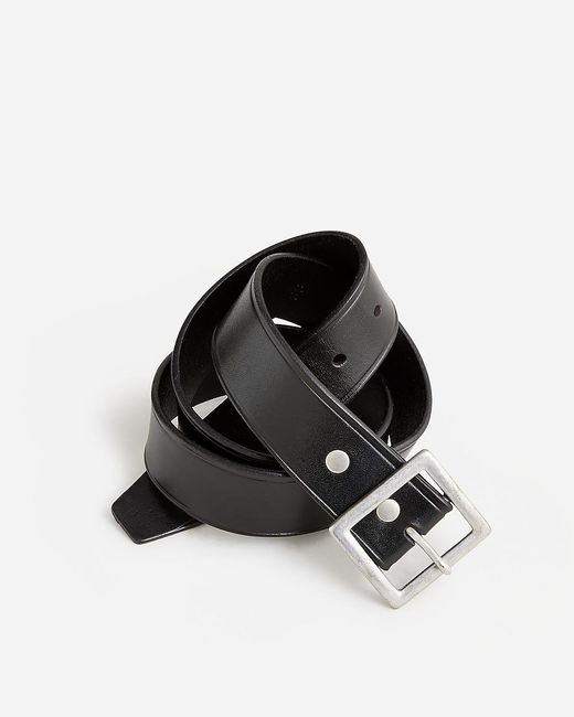 J.Crew Black Wallace & Barnes Italian Leather Belt With Square Brass Buckle for men