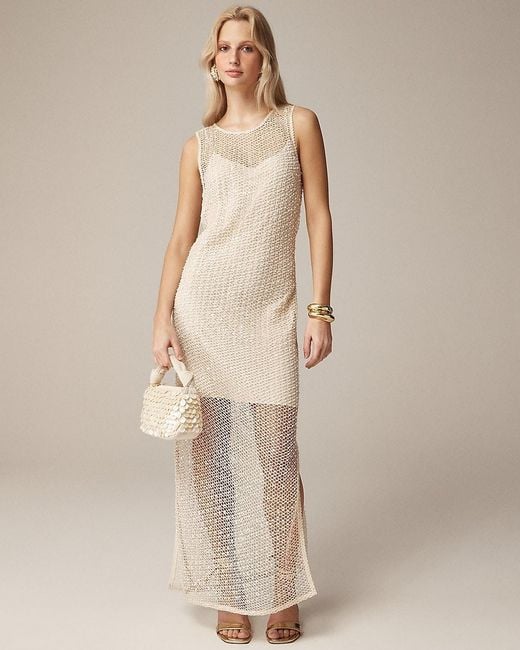 J.Crew Natural Collection Sheer Slip Dress With Pearls