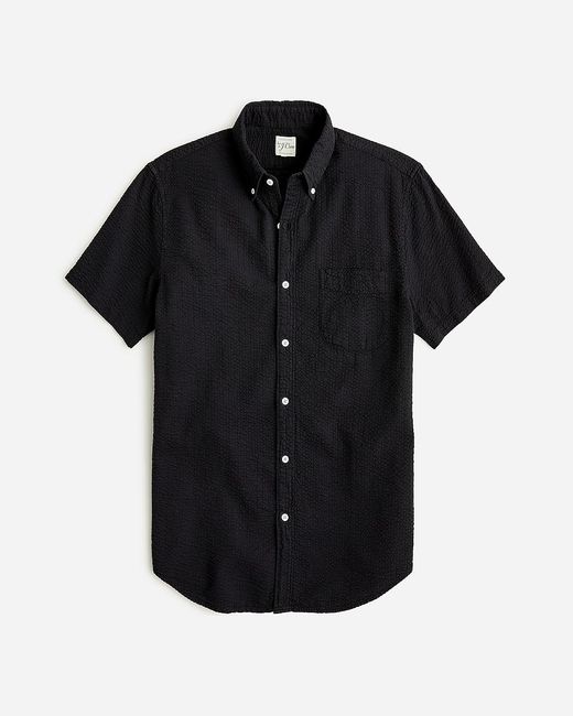 J.Crew Black Slim Short-Sleeve Garment-Dyed Seersucker Shirt for men