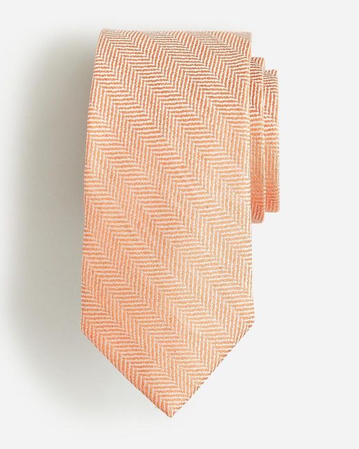 J.Crew White Linen-Cotton Blend Herringbone Tie for men