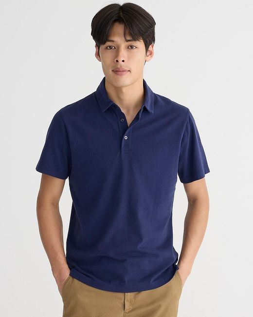 J.Crew Blue Sueded Cotton Polo Shirt for men