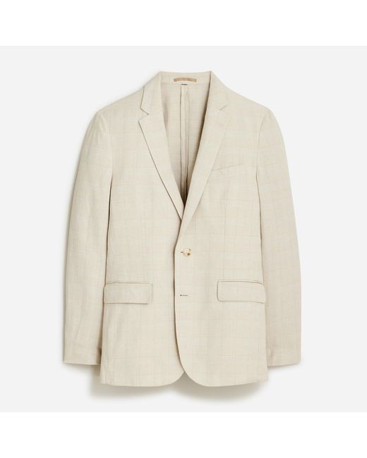 J.Crew Natural Ludlow Slim-fit Unstructured Suit Jacket In Irish Cotton-linen Blend for men