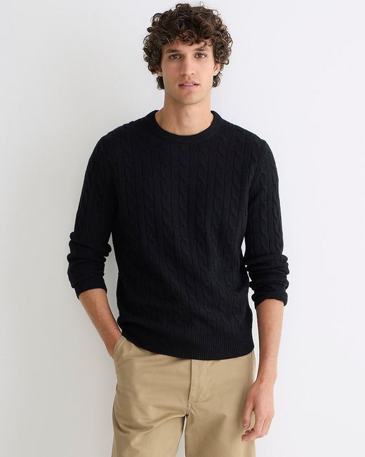 J.Crew Black Cashmere Cable-Knit Sweater for men