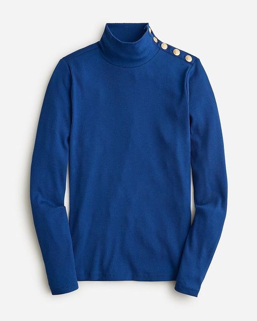 J.Crew Blue Vintage Rib Turtleneck With Buttons