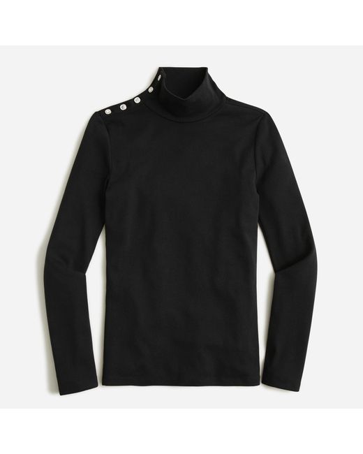 J.Crew Perfectfit Turtleneck With Jewel Buttons in Black Lyst