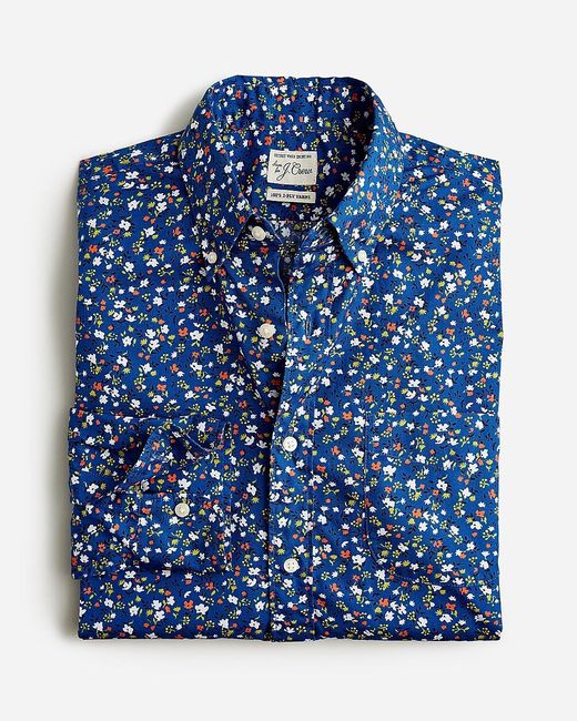 J.Crew Blue Slim Secret Wash Cotton Poplin Shirt for men
