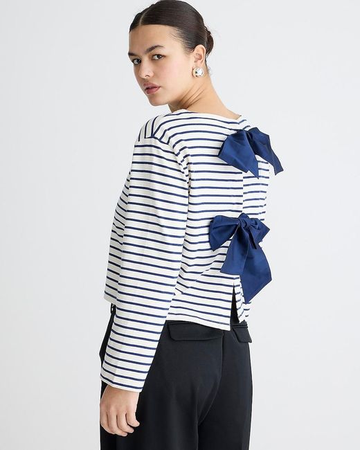 J.Crew Blue Boatneck T-Shirt With Bows
