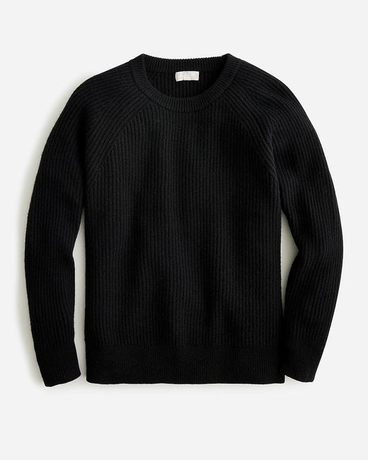 J.Crew Black Ribbed Cashmere Oversized Crewneck Sweater