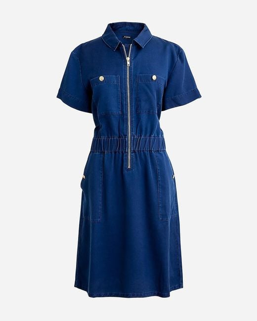 J.Crew Blue Zip-Front Denim Dress